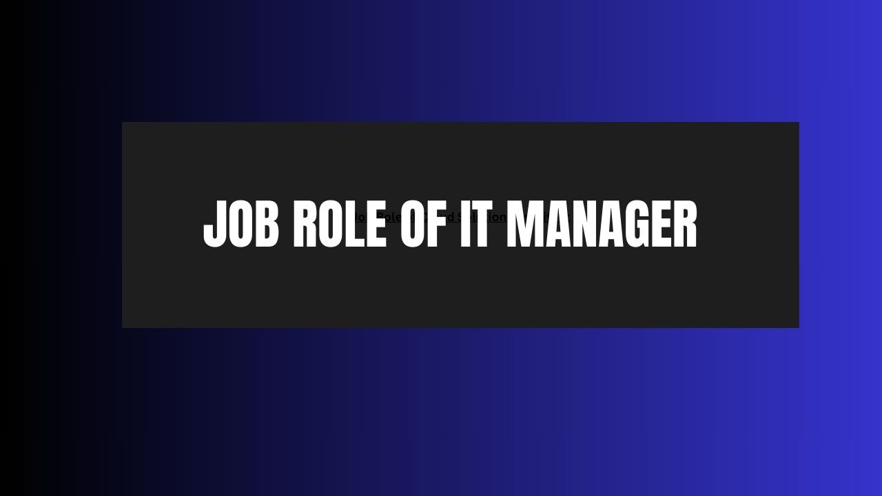 Job Role of IT Manager