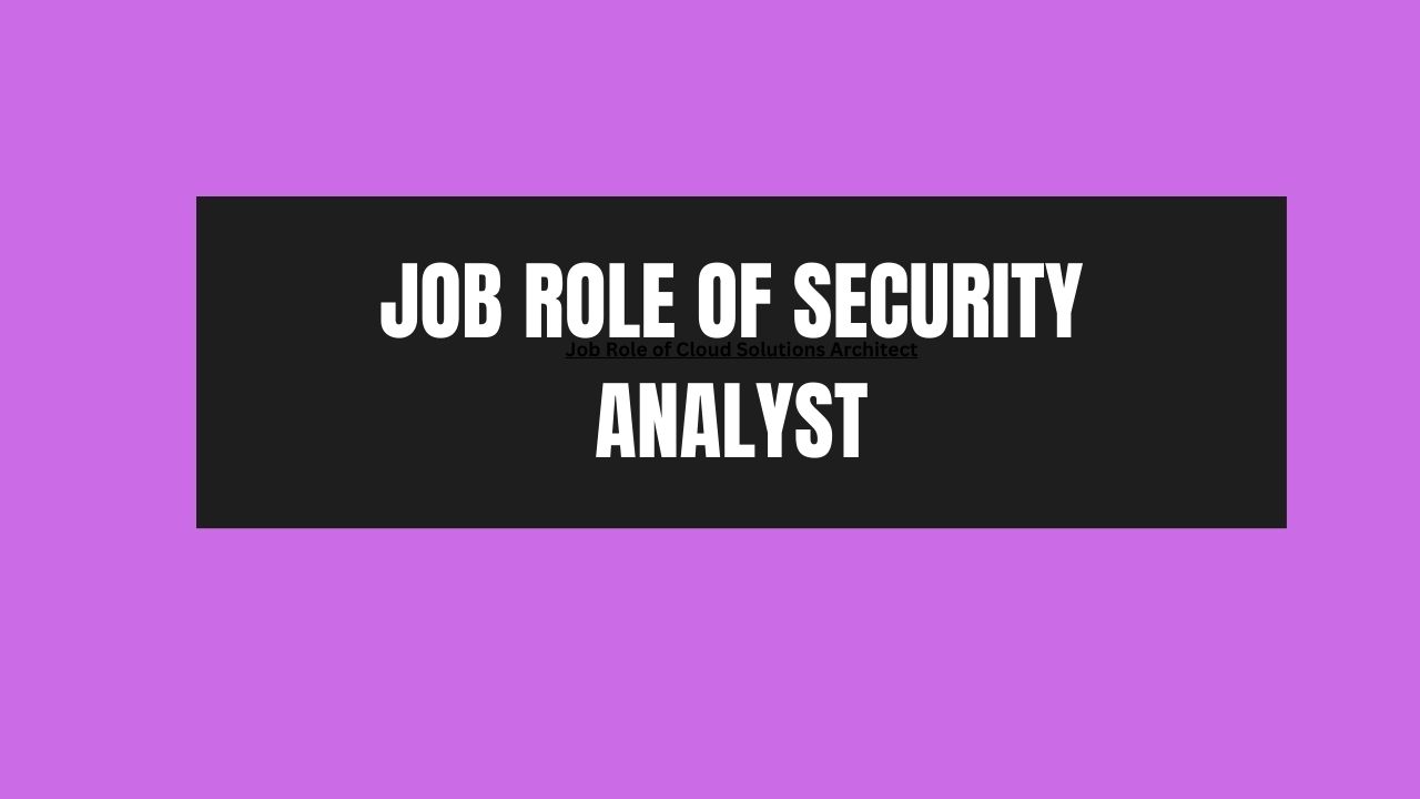Job Role of Security Analyst