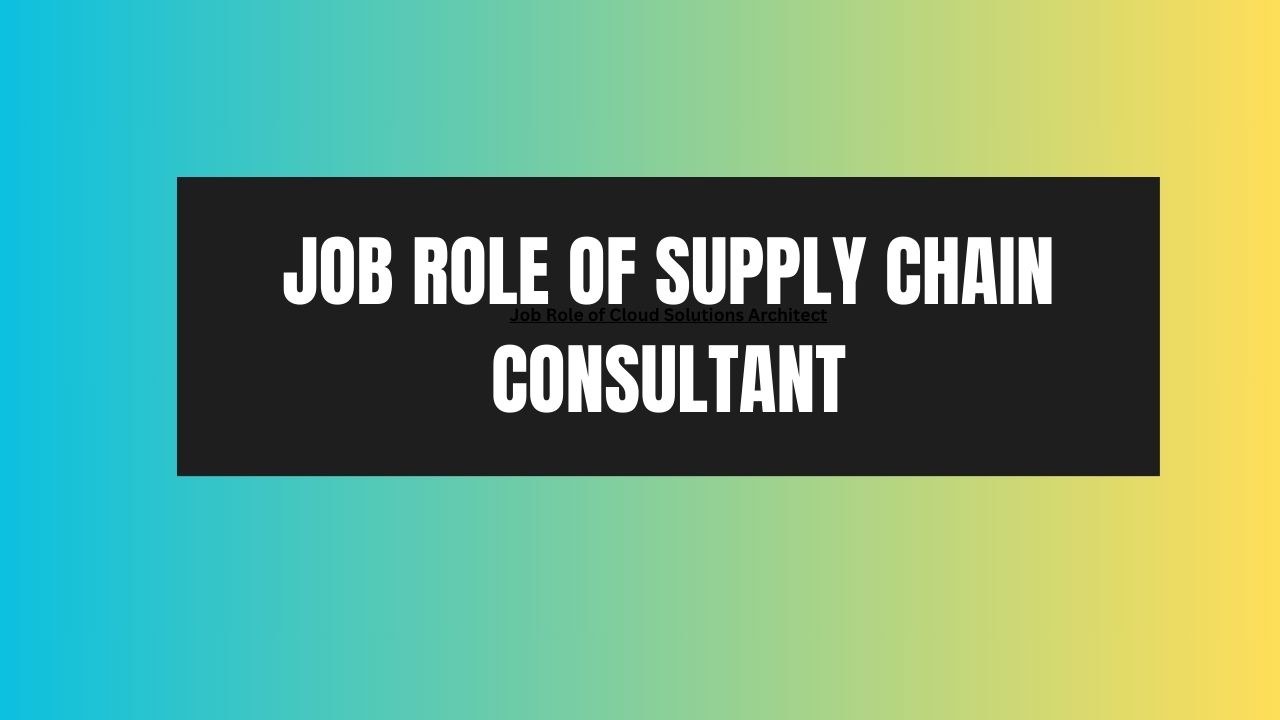 Job role of Supply Chain Consultant